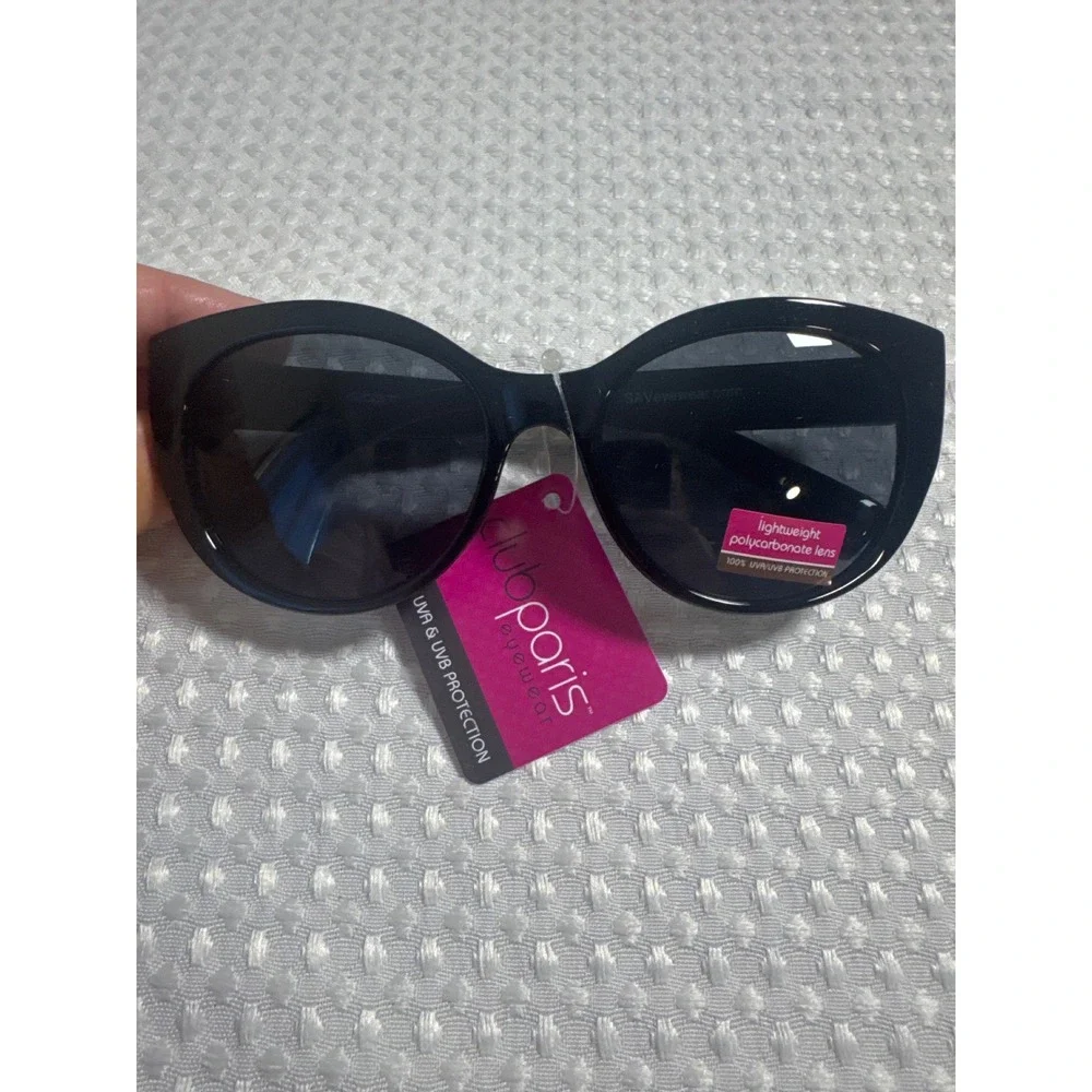 Club Paris Sunglasses Women OS CL12 Black Cat Eye NWT